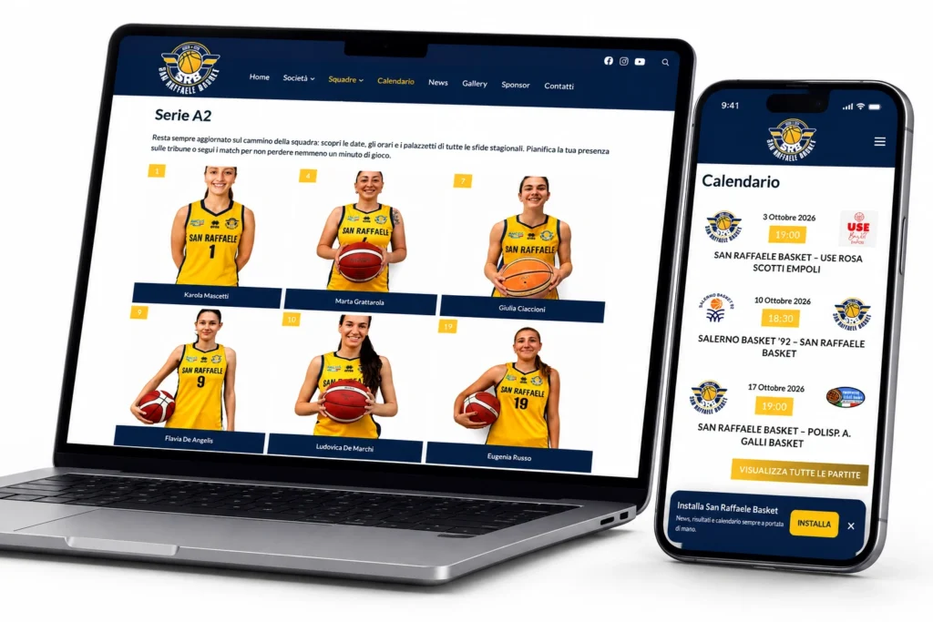 laptop smartphone san raffaele basket