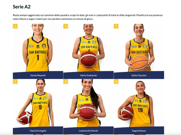 roster serie a2 san raffaele basket